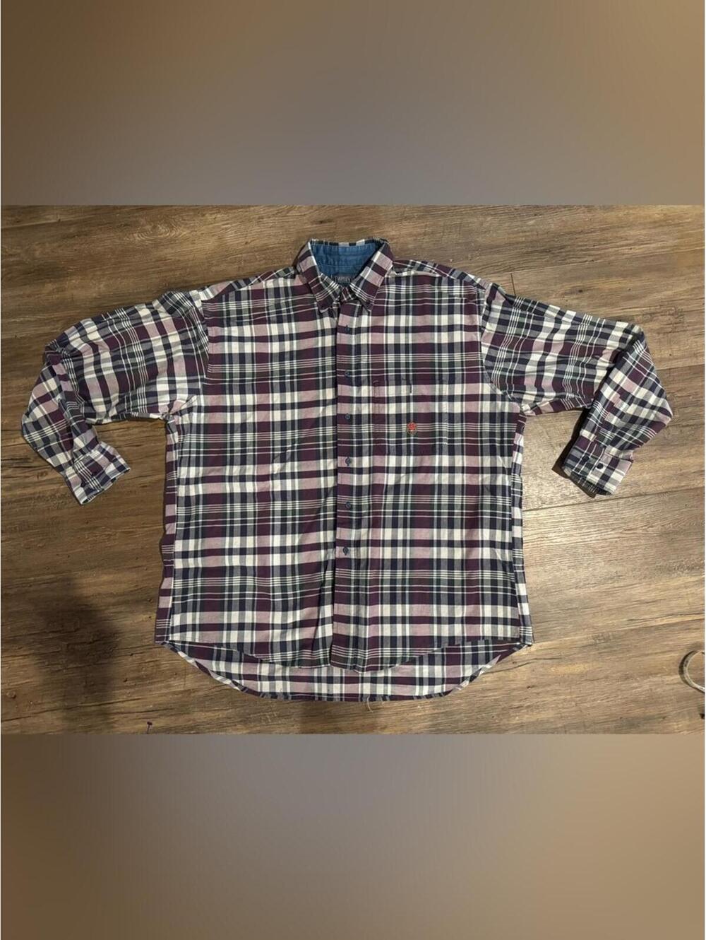 Wrangler Twenty X Purple Plaid Button Down Long Sleeve Western Shirt Size XL